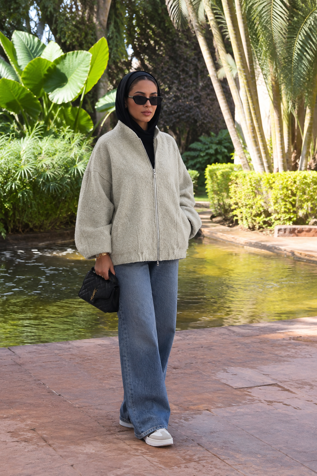 Zara Oversized Textured Zip Bomber Jacket