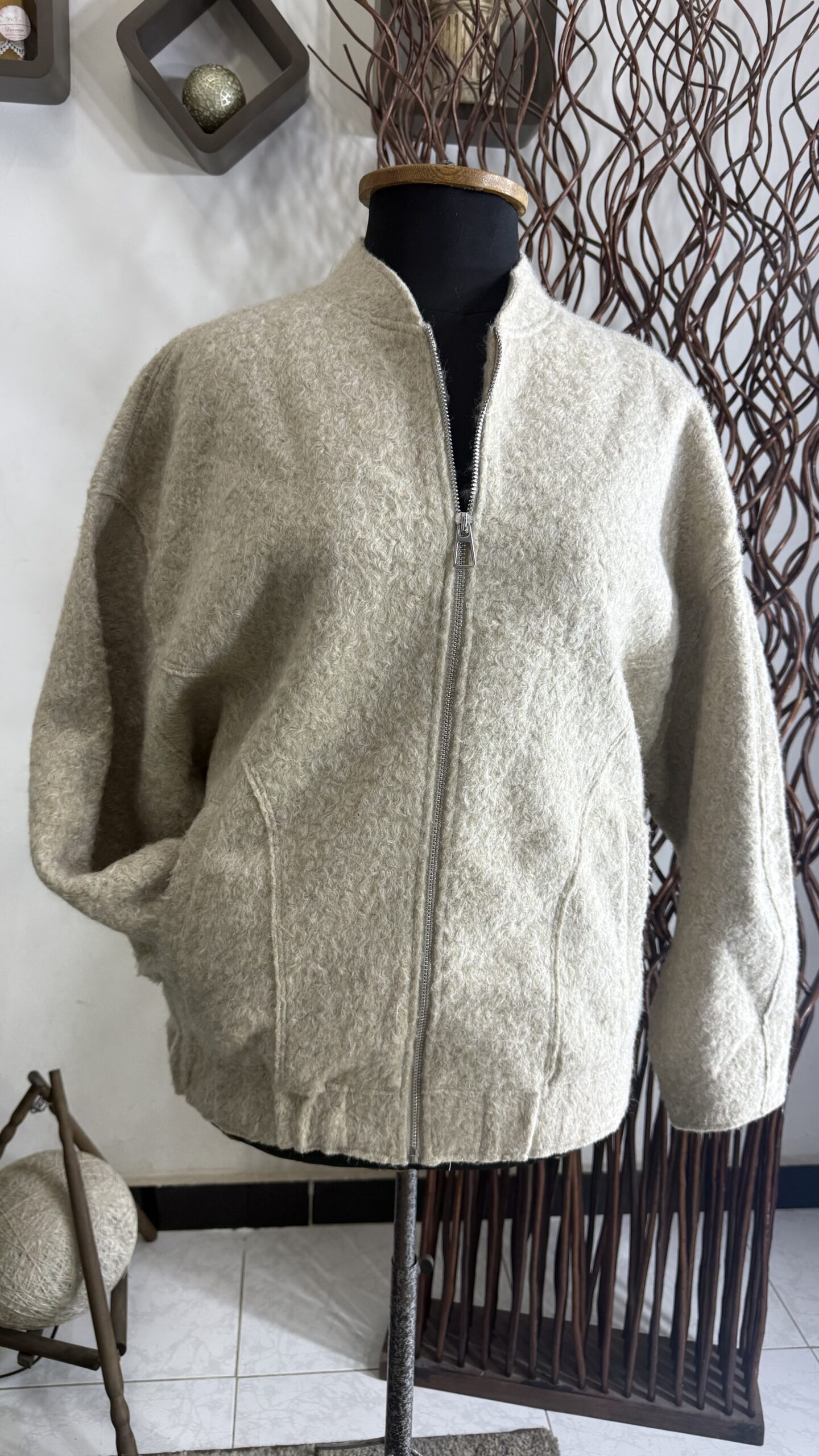 Zara Oversized Textured Zip Bomber Jacket - Image 2