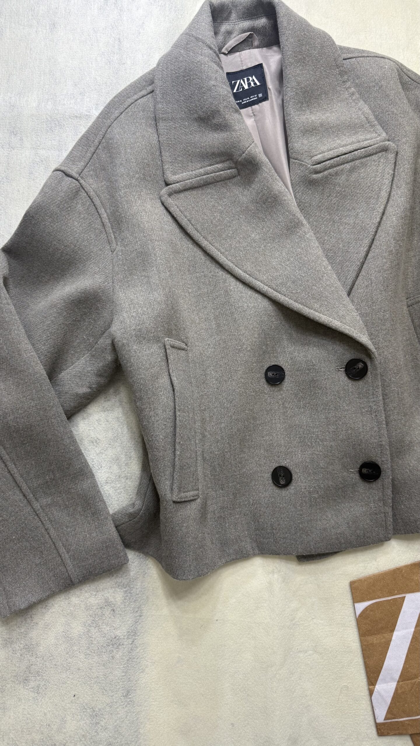 Zara Double-Breasted Cropped Wool Jacket - Image 8