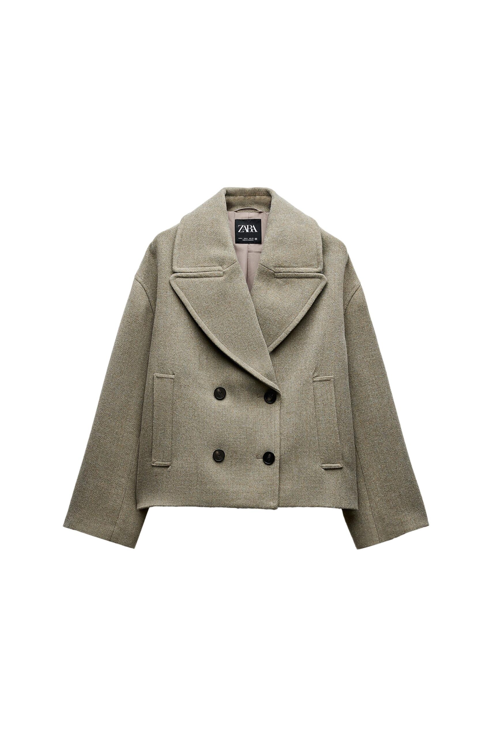 Zara Double-Breasted Cropped Wool Jacket - Image 2