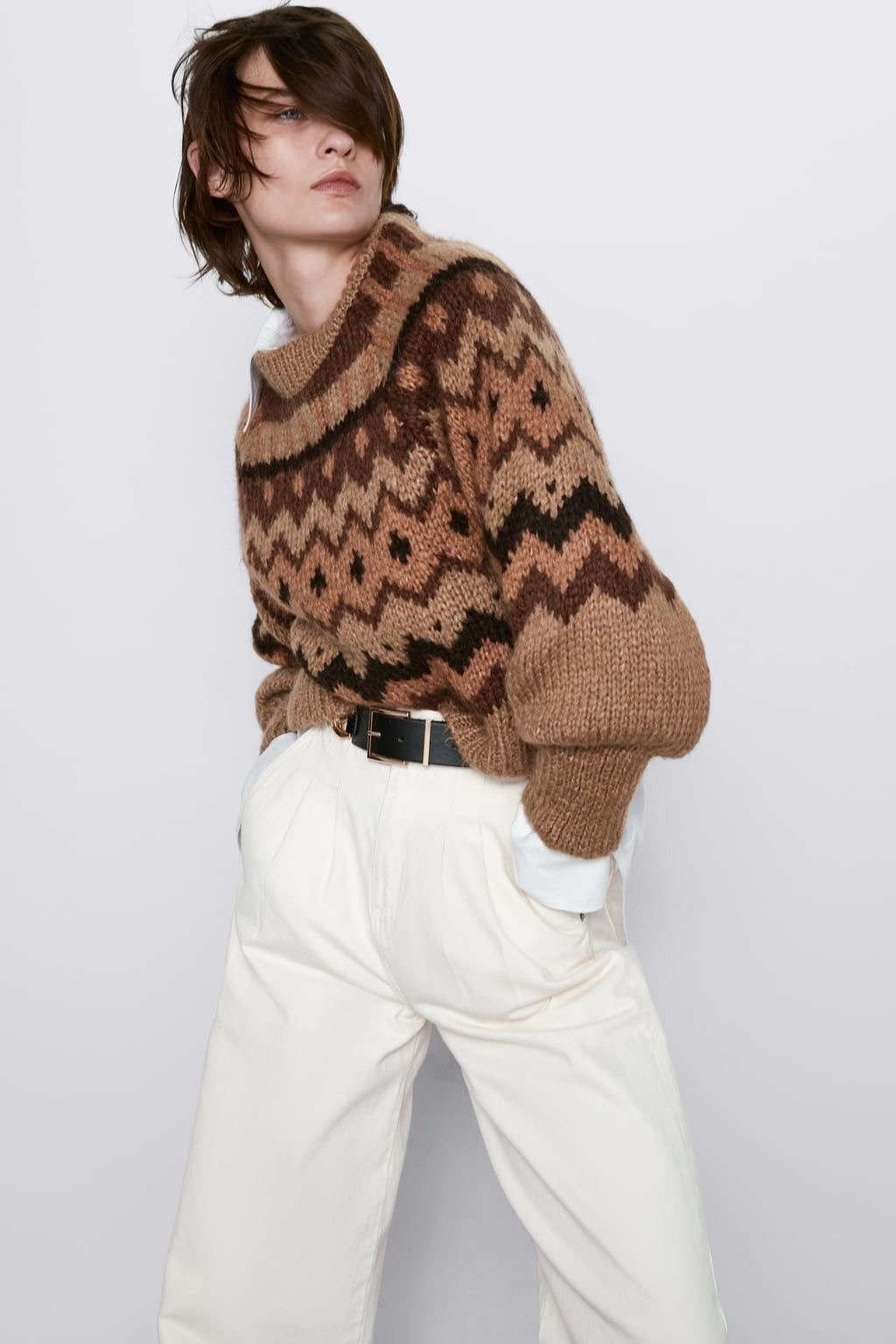 Zara Fair Isle Jacquard Knit Sweater
