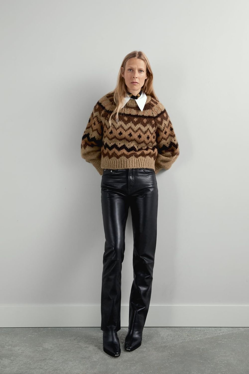 Zara Fair Isle Jacquard Knit Sweater - Image 2